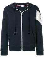 Moncler Patch Embellished Zip-up Hoodie - Blue
