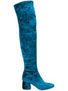 Fausto Zenga Velvet Tight-high Boots - Blue