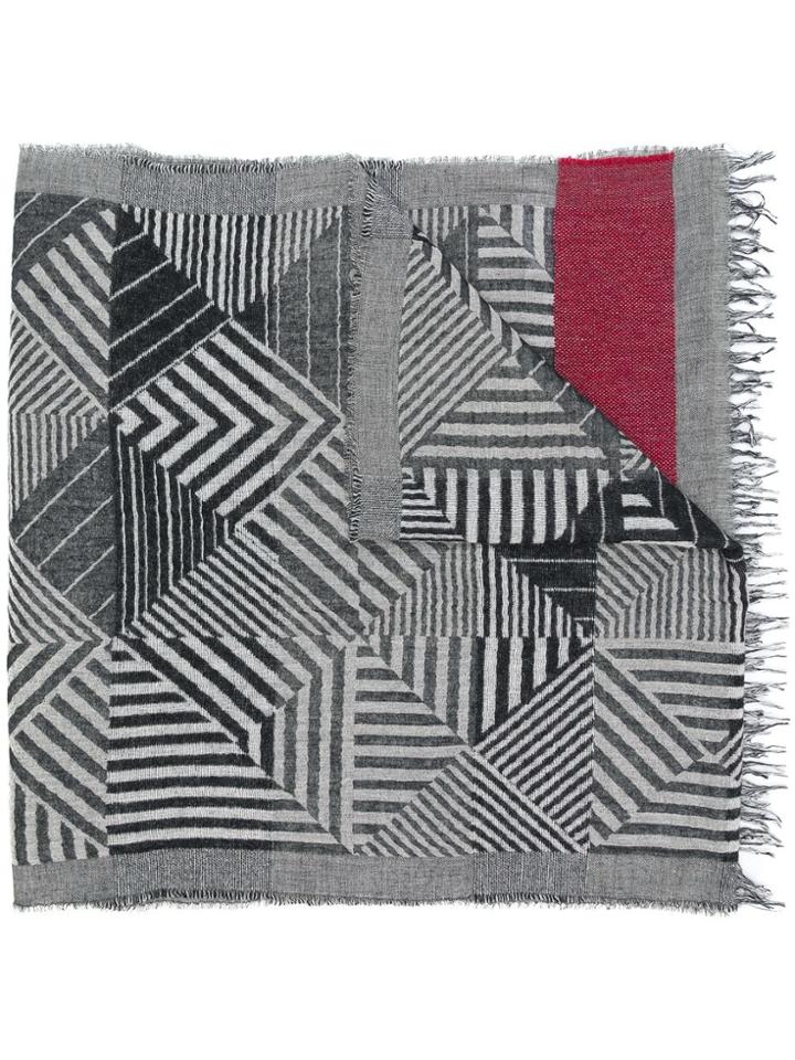 Daniele Alessandrini Geometric Pattern Scarf - Grey