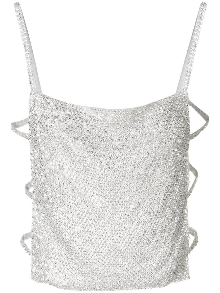 Nina Ricci Crystal-embellished Open-back Top - Metallic