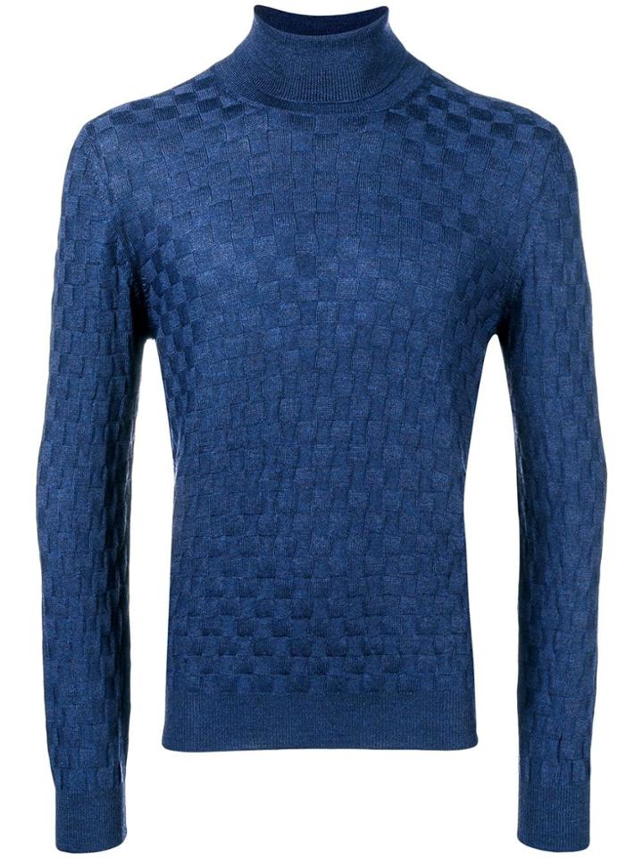 Tagliatore Fitted Roll Neck Jumper - Blue