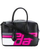 Prada Logo Print Top Handle Bag - Black
