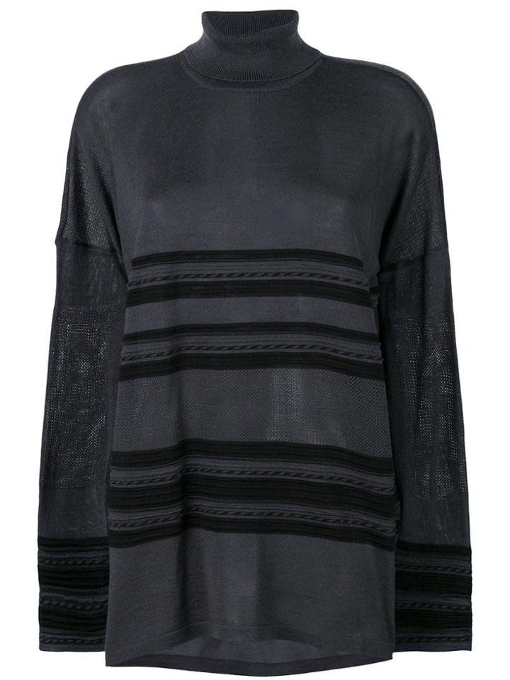 Versace Jeans Turtleneck Striped Jumper - Grey