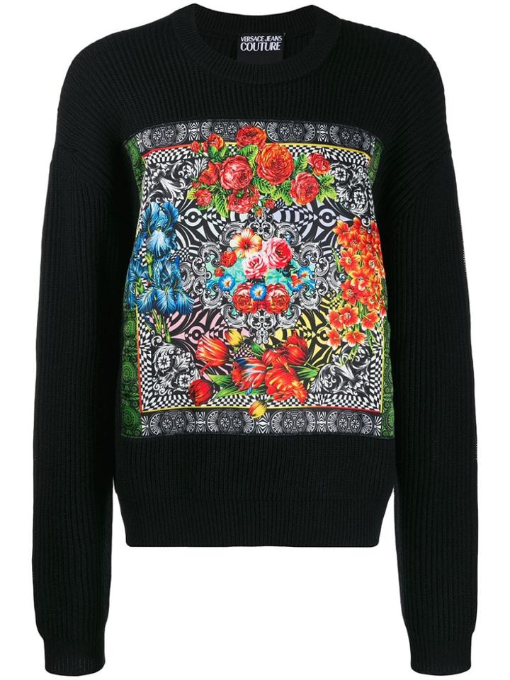Versace Jeans Couture Oversized Floral Jumper - Black
