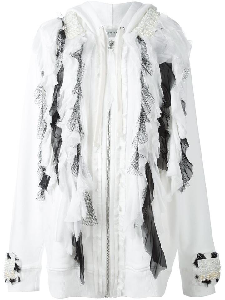 Faith Connexion Ruffled Tule Cardi-coat, Women's, Size: Xs, White, Cotton/silk/polyamide/acrylic