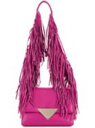 Sara Battaglia - Fringed Strap Shoulder Bag - Women - Calf Leather - One Size, Women's, Pink/purple, Calf Leather