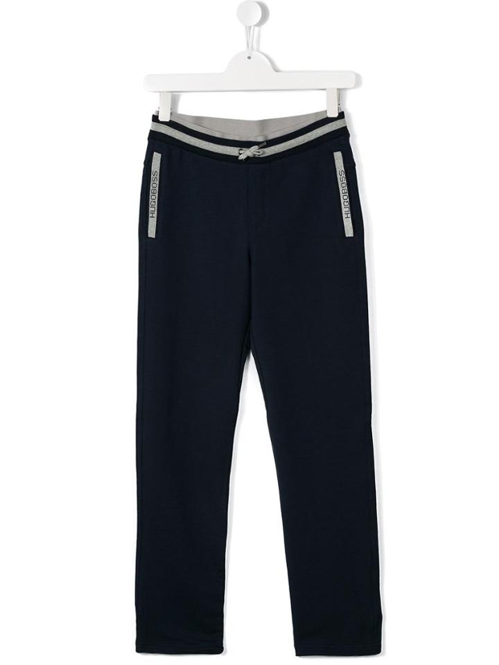 Boss Kids Logo Print Sweatpants - Blue