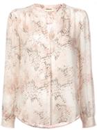 L'agence Snake Print Collarless Blouse - Pink & Purple