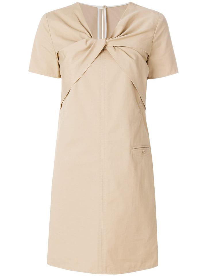 Carven Twist Neck Poplin Dress - Neutrals