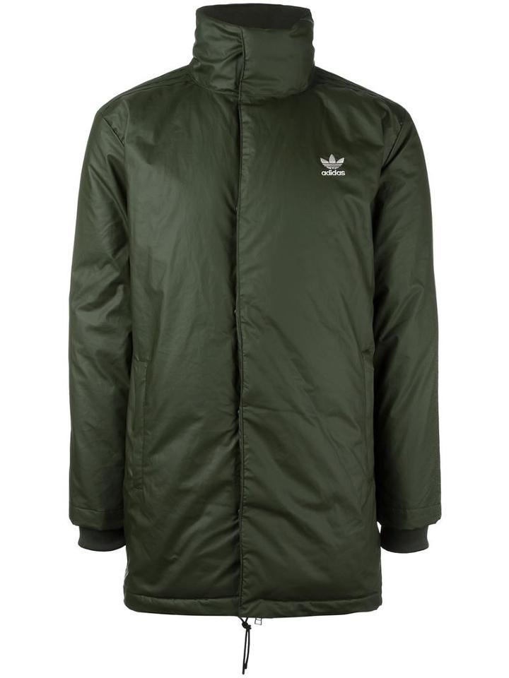 Adidas Mid-length Padded Coat, Men's, Size: Small, Green, Polyurethane/polyester/cotton