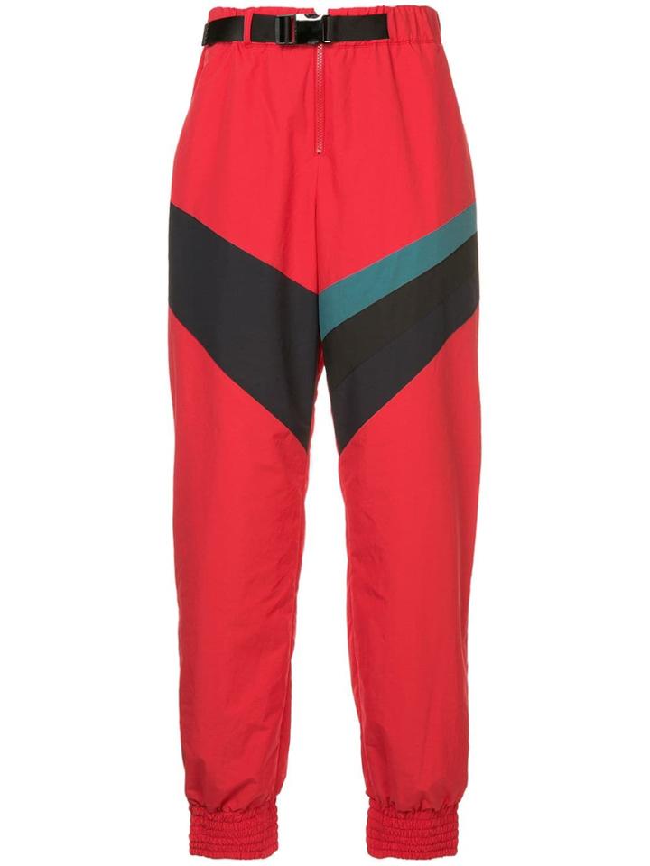 Facetasm Contrast Stripe Track Pants - Red