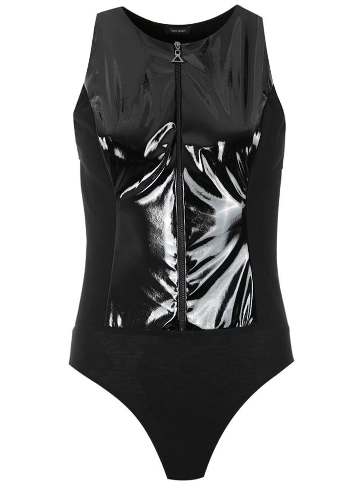 Tufi Duek Vinyl Panelled Bodysuit - Black