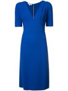 Narciso Rodriguez Fitted Waist V-neck Dress, Women's, Size: 44, Blue, Viscose/spandex/elastane