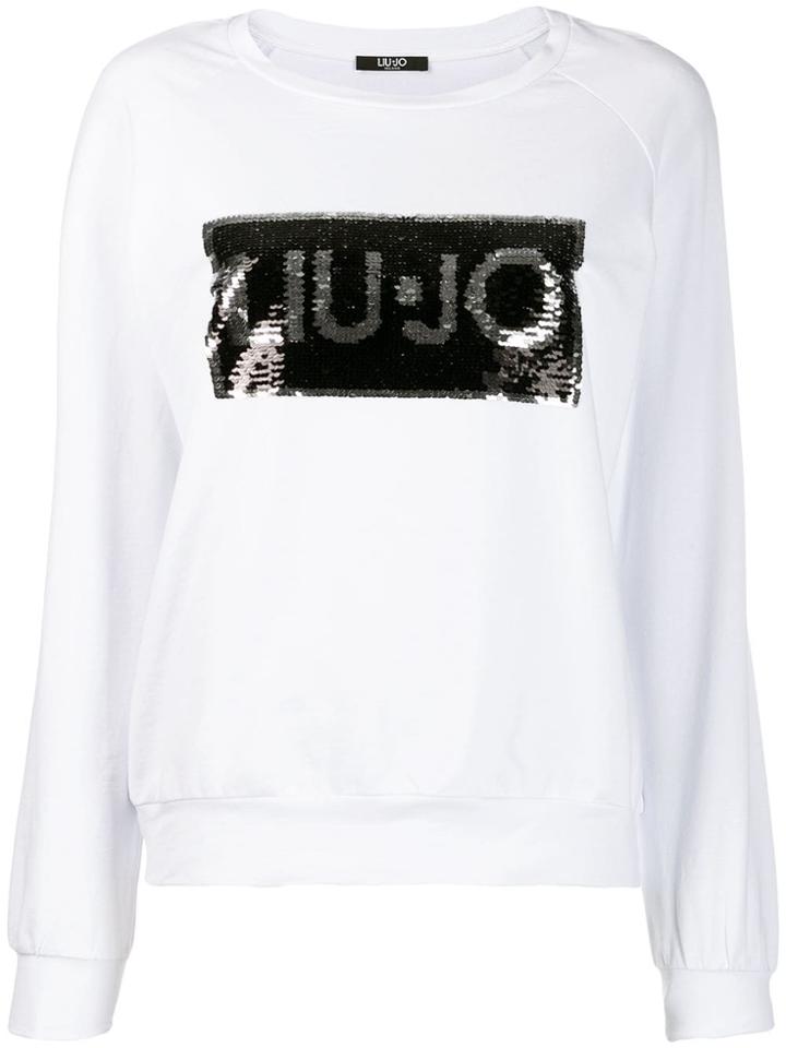 Liu Jo Sequinned Logo Sweatshirt - White