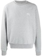 Stussy Relaxed-fit Logo Embroidery Sweatshirt - Grey