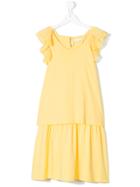 Chloé Kids Scalloped Ruffle Trim Midi Dress - Yellow & Orange