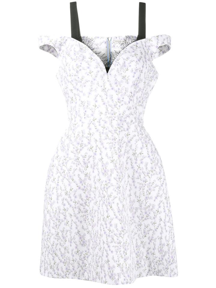 Natasha Zinko - Floral Print Cold-shoulder Dress - Women - Cotton/polyamide/polyester - 34, White, Cotton/polyamide/polyester
