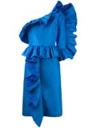 Gucci - One Shoulder Modern Dress - Women - Silk/polyamide/acetate - 42, Blue, Silk/polyamide/acetate