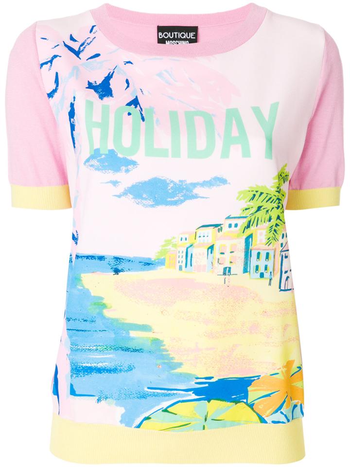 Boutique Moschino Holiday Print T-shirt - Pink & Purple