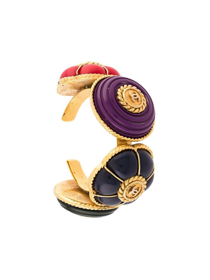 Chanel Vintage Camellia Flower Cuff - Metallic