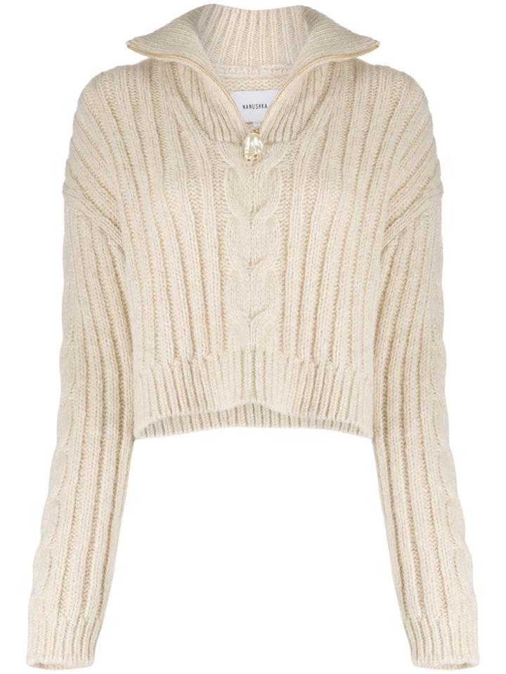 Nanushka Half Zip Knitted Jumper - Neutrals