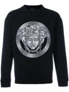 Versace Mosaic Medusa Print Sweatshirt, Men's, Size: Large, Black, Cotton