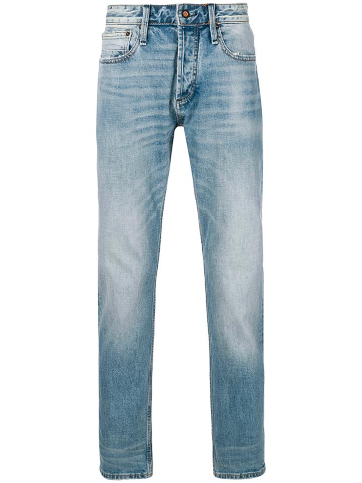 Denham Heavy Washed Mid Rise Jeans - Blue