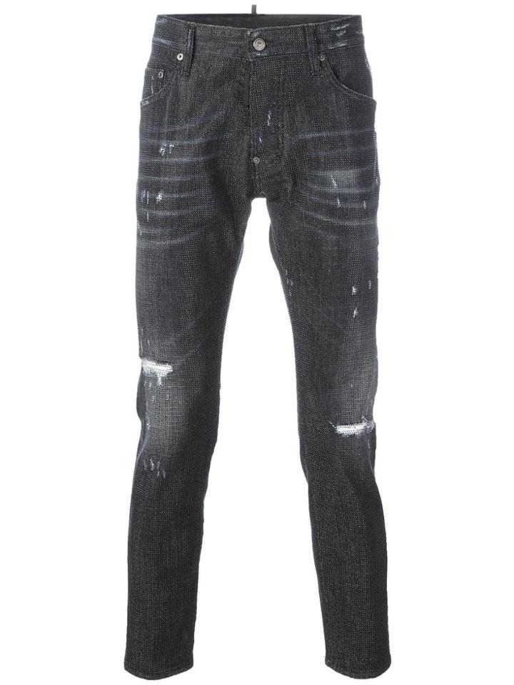 Dsquared2 Skater Whiskered Microstudded Jeans - Black
