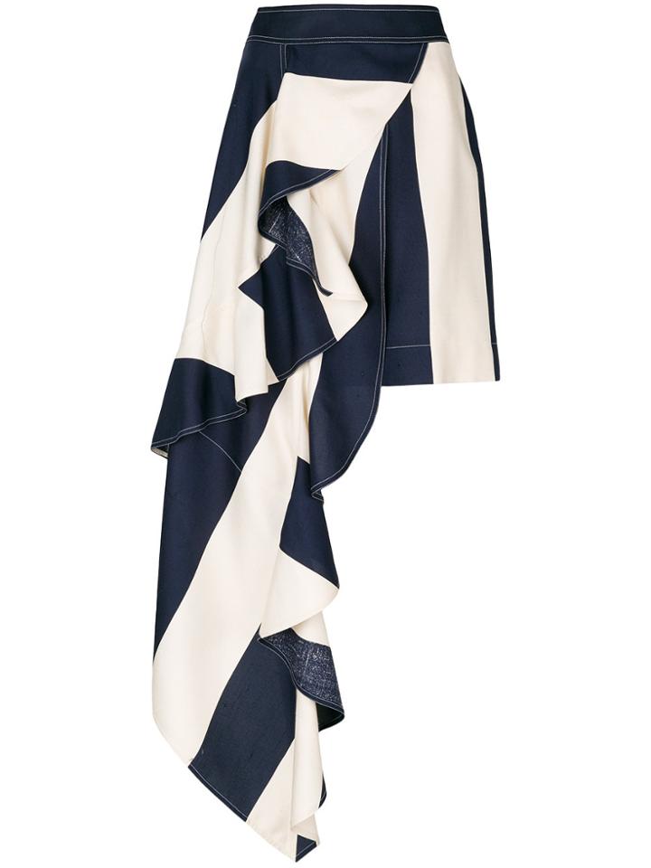 Calvin Klein 205w39nyc Asymmetric Blocked Stripe Skirt - Blue