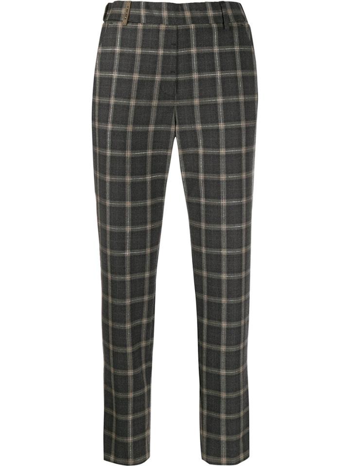 Peserico Check Print Trousers - Grey