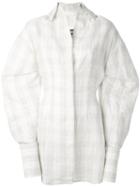Jacquemus - Checked Shirt Dress - Women - Silk/cotton/linen/flax/polyester - 40, Nude/neutrals, Silk/cotton/linen/flax/polyester