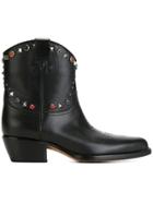 Valentino 'texan Rockstud Rolling' Cowboy Boots - Black