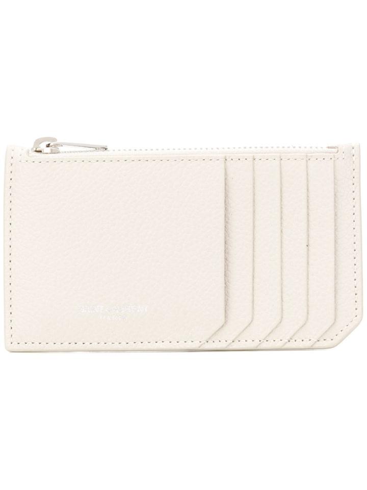 Saint Laurent Fragment Zipped Card Case - White