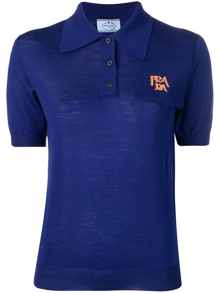 Prada Classic Logo Polo - Blue