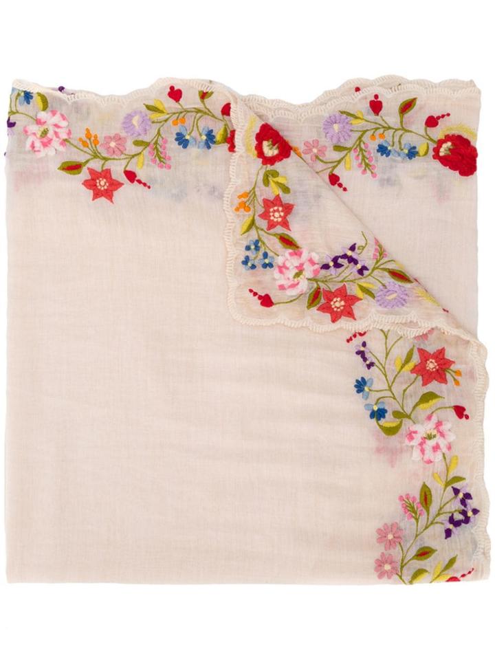 Faliero Sarti Floral Embroidered Scarf - Neutrals