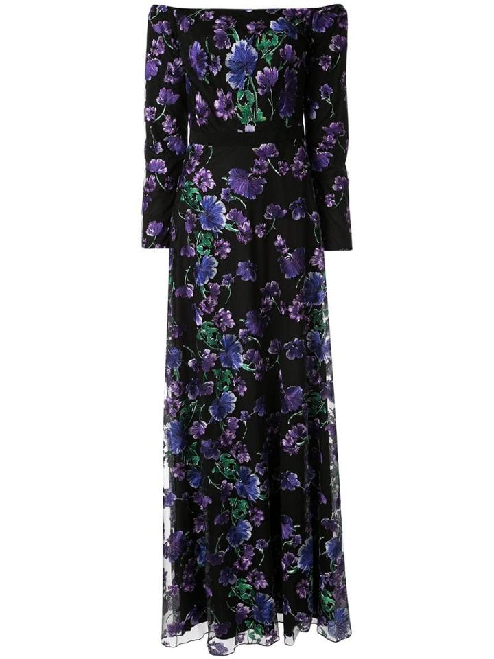 Tadashi Shoji Floral Evening Dress - Black