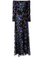 Tadashi Shoji Floral Evening Dress - Black