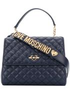 Love Moschino - Flap Closure Quilted Tote - Women - Polyurethane - One Size, Blue, Polyurethane