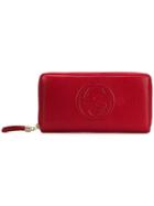 Gucci Gg Logo Zip Around Wallet - Red