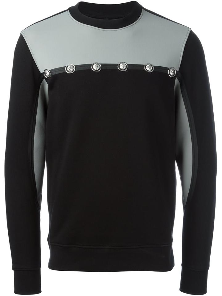 Versus Embellished Detail Sweatshirt, Men's, Size: Large, Black, Cotton/polyamide/spandex/elastane