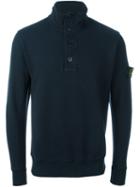 Stone Island Henley Sweatshirt, Men's, Size: Large, Blue, Cotton