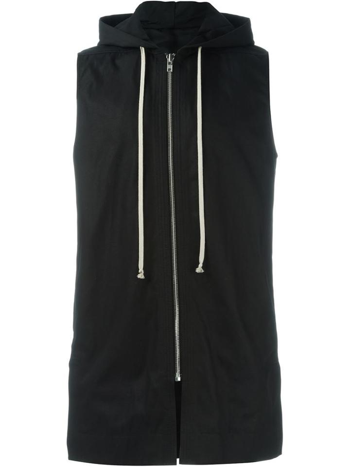 Rick Owens Hooded Gilet, Men's, Size: 52, Black, Cotton/viscose/cupro