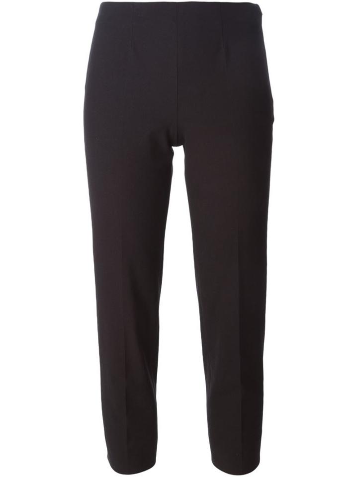 Piazza Sempione Cropped Slim Fit Trousers, Women's, Size: 42, Black, Cotton/spandex/elastane