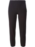 Piazza Sempione Cropped Slim Fit Trousers, Women's, Size: 42, Black, Cotton/spandex/elastane