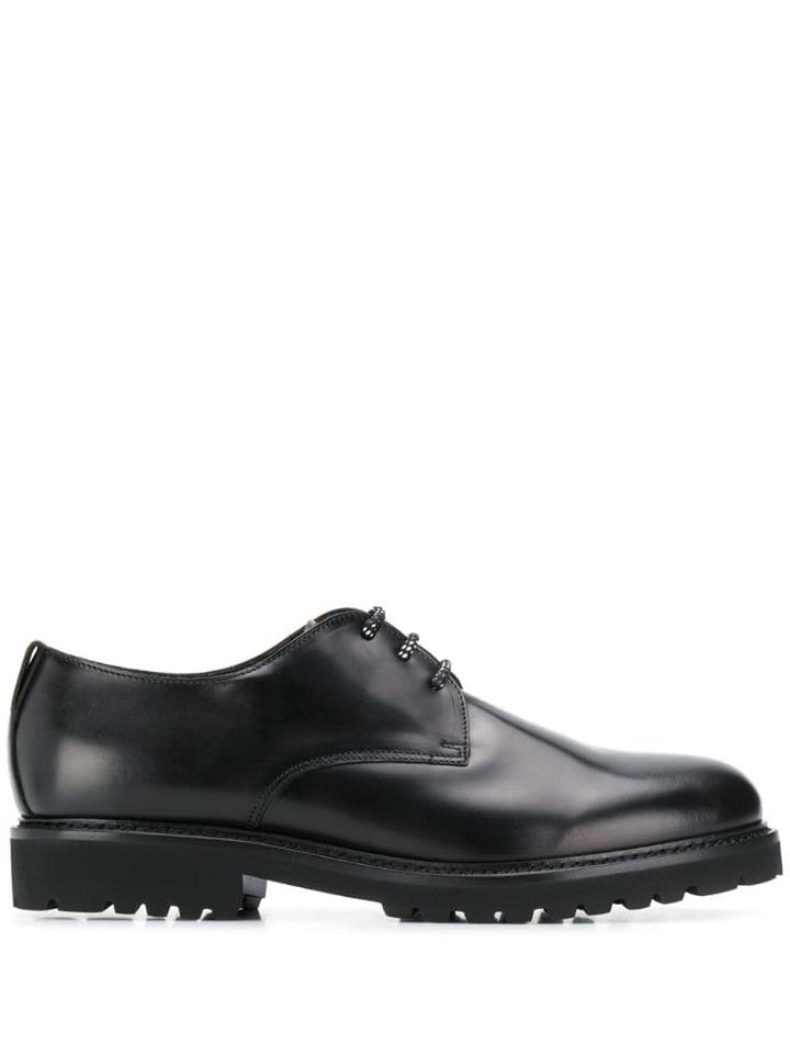 Doucal's Stitching Detail Derby Shoes - Black