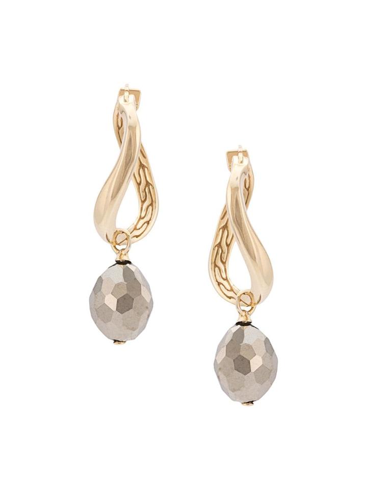 John Hardy Adwoa Aboah 18kt Yellow Gold And Pyrite Twisted Hoop Drop