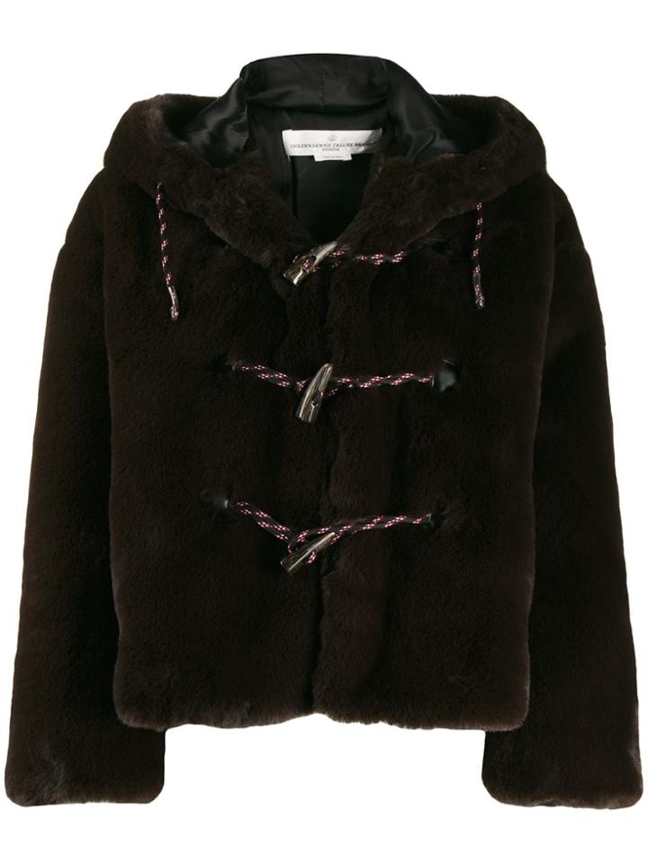 Golden Goose Faux Fur Hooded Duffle Coat - Brown