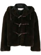 Golden Goose Faux Fur Hooded Duffle Coat - Brown