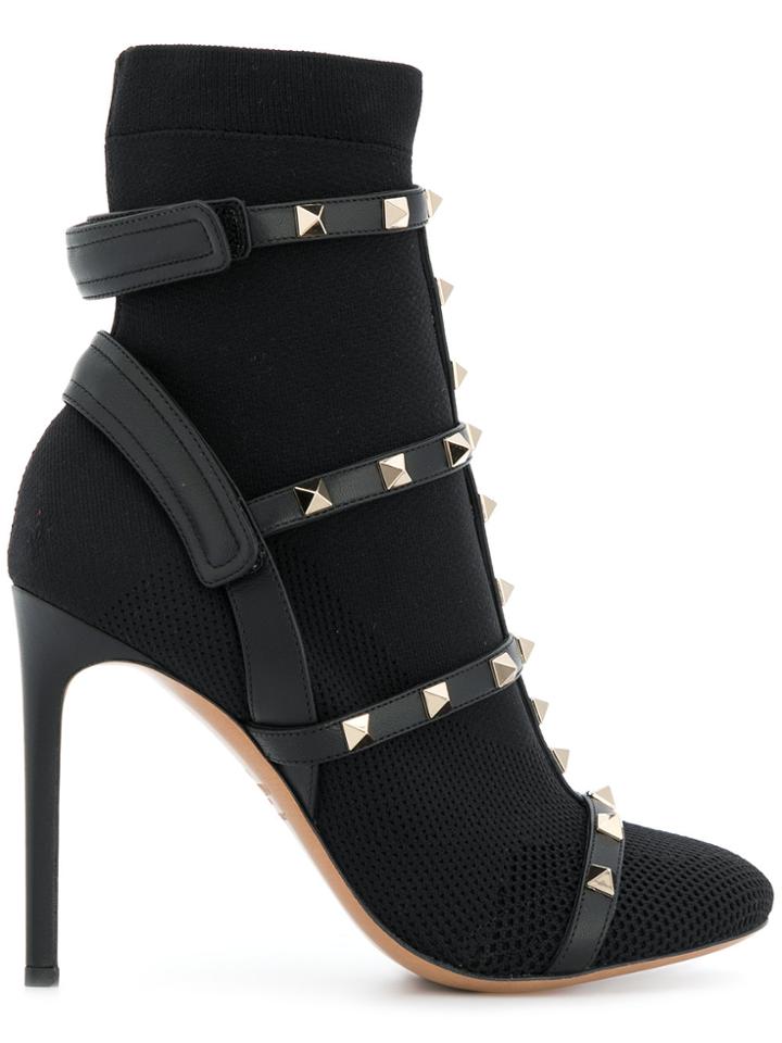 Valentino Studded Designer Boots - Black