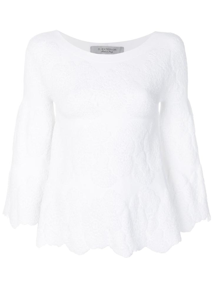 D.exterior Floral Flared Sweater - White